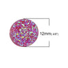 CA051 - 10 pcs Druzy Resin Embellishment Cabochons Red Pink Fuchsia - 12mm (1/2 in) - Dome Circle