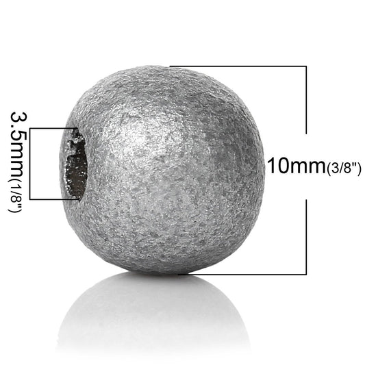 BD326 - 200 pcs Silver Gray Wooden Wood Round Spacer Beads - 10x9mm