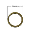 J238A - 10 pcs. Antique Bronze Split Rings Key Rings - 20mm (0.79 inch)