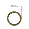 J238 - 100 pcs. Antique Bronze Split Rings Key Rings - 20mm (0.79 inch)