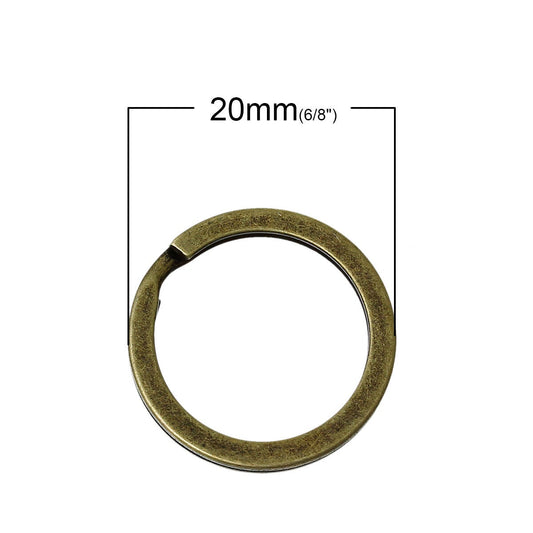 J238 - 100 pcs. Antique Bronze Split Rings Key Rings - 20mm (0.79 inch)
