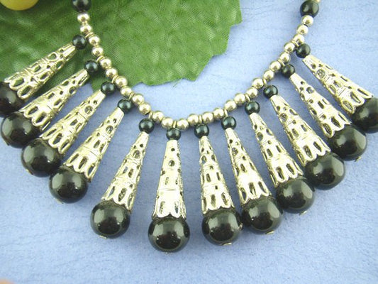 BD386 - 100 pcs. Silver Plated Hollow Flower Triangle Nail Spacer Bead Caps - 23mm x 9mm (Fits 8mm - 10mm beads)