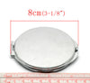 U018 - 1 pc. Silver Circle Make Up Compact Mirror Blanks - 8cm x 7.4cm (3 1/8" x 2 7/8") - DIY
