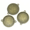 P711 - 10 pcs. Antique Bronze Pendant Connectors Circle Posts Settings Bezels Cabochons- 25mm Glue Pad Setting (1 inch)