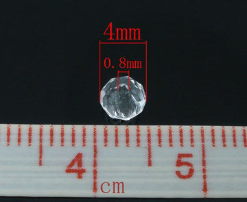 BD438 - 200 pcs Clear Glass Quartz Faceted Rondelle Beads - 4mm - 4x3mm - Hole size: 0.8mm