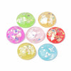 CA428 - 10 pcs Resin Round Embellishment Circle Cabochons Metal Foil - Assortment - 16mm - Multi-Color Glitter