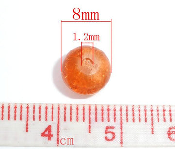 BD140 - 100 pcs Orange Crackle Glass Beads, 8mm