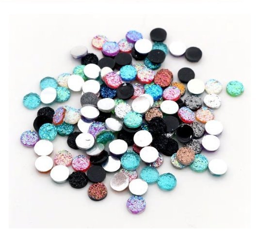 CA327 - 10 pcs Assortment of Druzy Resin Embellishment Cabochons - 6mm - Variety - Mix of Colors!