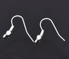 E025B - 100 pcs Silver Plated Earring Hooks with Spring and Ball - 18x19mm - Perpendicular Loop