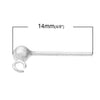 E237 - 4 pcs. (2 pairs) 925 Sterling Silver Earring Ball Posts Studs Settings with Loop - 14mm x 6mm