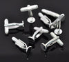 CU030 - Lot of 10 Silver Plated Textured Cuff Links (5 pairs) 27mm - 8mm Glue Pad