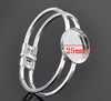 B028 - 4 pcs. Silver Plated Bangle Bezel Cabochon Open Closed Cuff Bracelets - 6.6cm x 5.6cm - 25mm Glue Pad (1 inch) - Made of Copper!