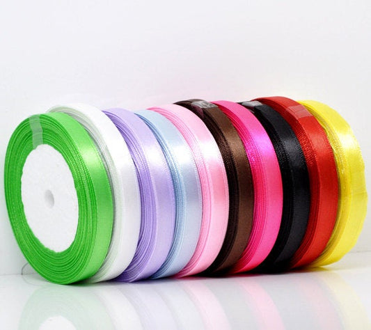 U019 - 10 Rolls - 250yds - 1/4" Wide Satin Ribbons (10 Rolls x 25 yards each) - 6.35mm - 750 Feet! 228 Meters!