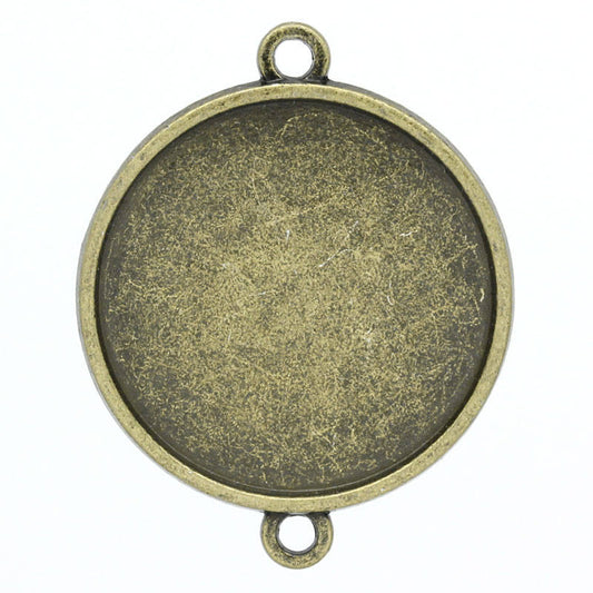P711 - 10 pcs. Antique Bronze Pendant Connectors Circle Posts Settings Bezels Cabochons- 25mm Glue Pad Setting (1 inch)