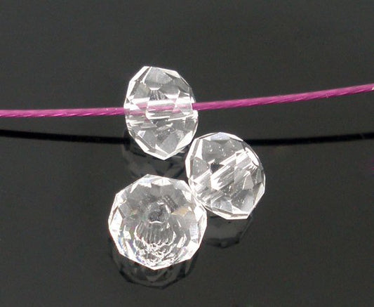 BD438 - 200 pcs Clear Glass Quartz Faceted Rondelle Beads - 4mm - 4x3mm - Hole size: 0.8mm