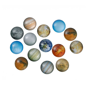 CA497 - 10 pcs Circle Planets Solar System Universe Glass Round Dome Seals Tiles Cabochons - 25mm (1 in)