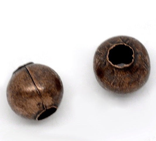 BD387 - 200 pcs Copper Tone Alloy Smooth Ball Spacer Beads- 6mm