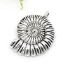 P524 - 5 pcs. LARGE - 1.46 in - Antique Silver Tone Beach Spiral Shell Charms Pendants - 37mm x 27mm (1.46 in x 1.06 in)