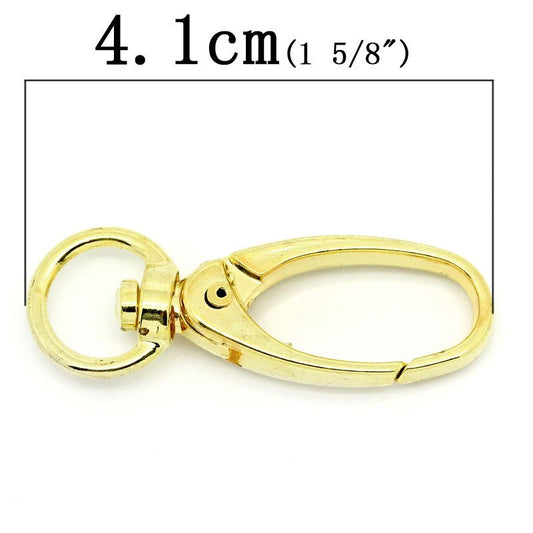 CL156B - 30 pcs. Gold Plated Lobster Swivel Clasps for Key Ring - 41 x 14mm - Claw Clasps