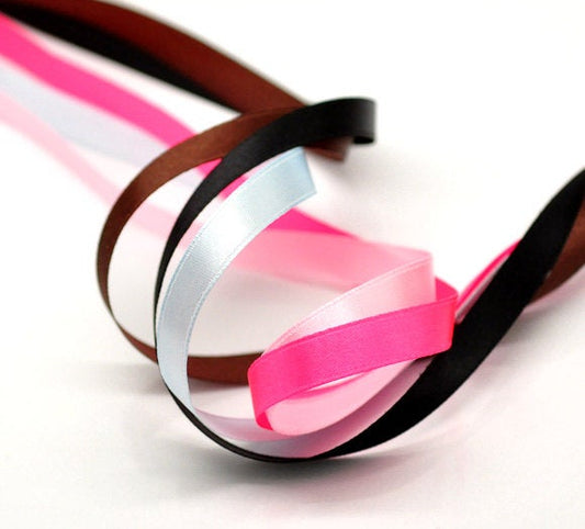 U019 - 10 Rolls - 250yds - 1/4" Wide Satin Ribbons (10 Rolls x 25 yards each) - 6.35mm - 750 Feet! 228 Meters!