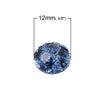 CA251 - 10 pcs Resin Embellishment Cabochons Blue and Black - 12mm - Faceted Glitter Dome Design - Animal Print