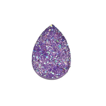 CA330B - 100 pcs Drusy Druzy Resin Embellishment Teardrop Cabochons - Purple AB - 25x18mm - 25mm x 18mm - 18x25mm - Tear Drop - Thick: 4.5mm