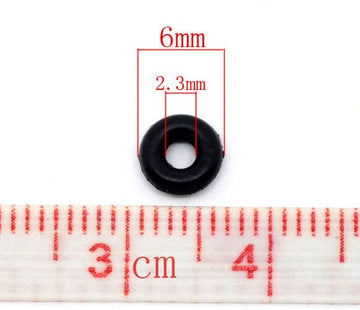 BD647 - 500 pcs. Black Rubber Silicone Ring Clip Bead Stoppers - 6mm