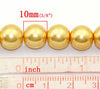 BD141 - 10mm Champagne Yellow Glass Pearl Imitation Round Beads - 16 inch strand