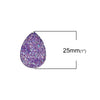 CA330 - 10 pcs Drusy Druzy Resin Embellishment Teardrop Cabochons - Purple AB - 25x18mm - 25mm x 18mm - 18x25mm - Tear Drop - Thick: 4.5mm