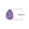 CA330B - 100 pcs Drusy Druzy Resin Embellishment Teardrop Cabochons - Purple AB - 25x18mm - 25mm x 18mm - 18x25mm - Tear Drop - Thick: 4.5mm