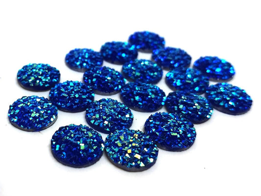 CA252 - 10 pcs Druzy Resin Embellishment Cabochons Blue Multicolor - 14mm - Dome Circle