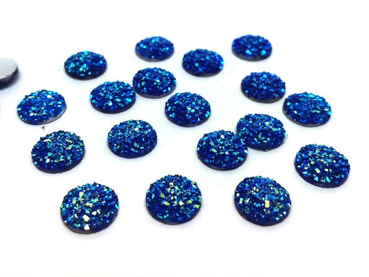 CA252 - 10 pcs Druzy Resin Embellishment Cabochons Blue Multicolor - 14mm - Dome Circle