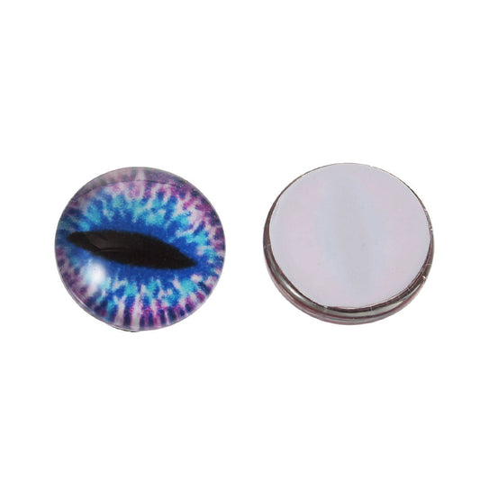 CA430 - 10 pcs Circle Dragon Cat Eyes Glass Round Dome Seals Tiles Cabochons - 10mm (3/8")