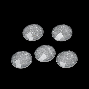 CA254 - 10 pcs Resin Embellishment Cabochons White Clear - 8mm - Faceted Glitter Dome Design