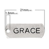P330 - 10pcs. Antique Silver "Grace" Rectangle Charms Pendants - 21mm X 8mm