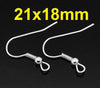 E026 - 300 pcs Silver Plated Earring Hooks with Spring and Ball - 21mm x 18mm