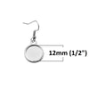 E102 - 10 pcs. Silver Tone Earring Dangle Hooks Settings Bezels Cabochons - 12mm Glue Pad Setting