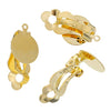 E134 - 10 pcs. Gold Plated Hinged Earring Posts Studs Clips Settings Cabochons Posts - 12mm Glue Pad Setting