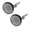 E053A - 20 pcs. Gunmetal Earring Clips Settings Lever Back Bezels Cabochons - 12mm Glue Pad Setting