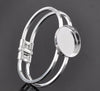 B028 - 4 pcs. Silver Plated Bangle Bezel Cabochon Open Closed Cuff Bracelets - 6.6cm x 5.6cm - 25mm Glue Pad (1 inch) - Made of Copper!