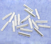 BA043 - 100 pcs. Silver Plated Textured Ribbon Crimp End Caps - 30x7.5mm