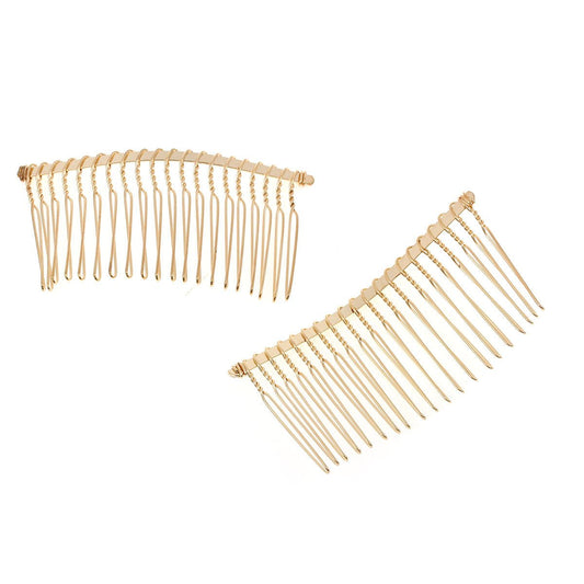 H035 - 10 pcs. - Gold Plated Hair Combs - 78mm x 38mm (3.07" x 1.5")