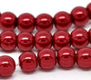 BD144 - 8mm Red Glass Pearl Imitation Round Beads - 32 inch strand - Approx. 105 beads - Hole Size: 1mm