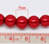 BD144 - 8mm Red Glass Pearl Imitation Round Beads - 32 inch strand - Approx. 105 beads - Hole Size: 1mm