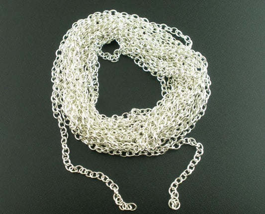 N136 - 4M (13.12 Ft) - Silver Plated Rolo Chain - 3.8mm Links - Link-Opened Chain
