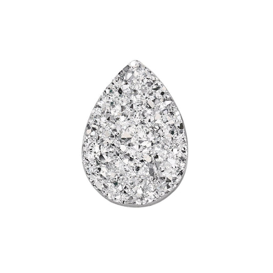 CA333 - 10 pcs Drusy Druzy Resin Embellishment Teardrop Cabochons - Silver - 25x18mm - 25mm x 18mm - 18x25mm - Tear Drop - Thick: 4.5mm