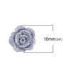 CA255 - 10 pcs Druzy Resin Embellishment Cabochons Silver - 10mm - Flower - Rose