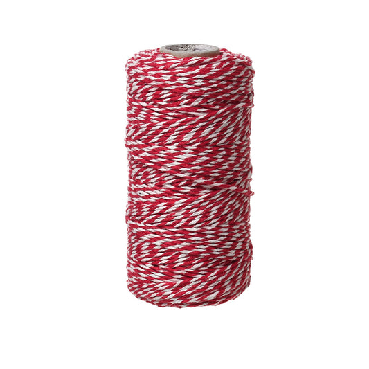 U020 - 1 Roll - 100yards - 300ft - Red White Striped Sewing Threading Thread Cotton Cord - 1.5mm - Baker's Twine