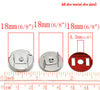 BU010 - 20 sets Silver Tone Magnetic Snap Clasps - 18mm