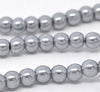 BD145 - 8mm Silver Grey Glass Pearl Imitation Round Beads - 32 inch strand - Approx. 105 beads - Hole Size: 1mm